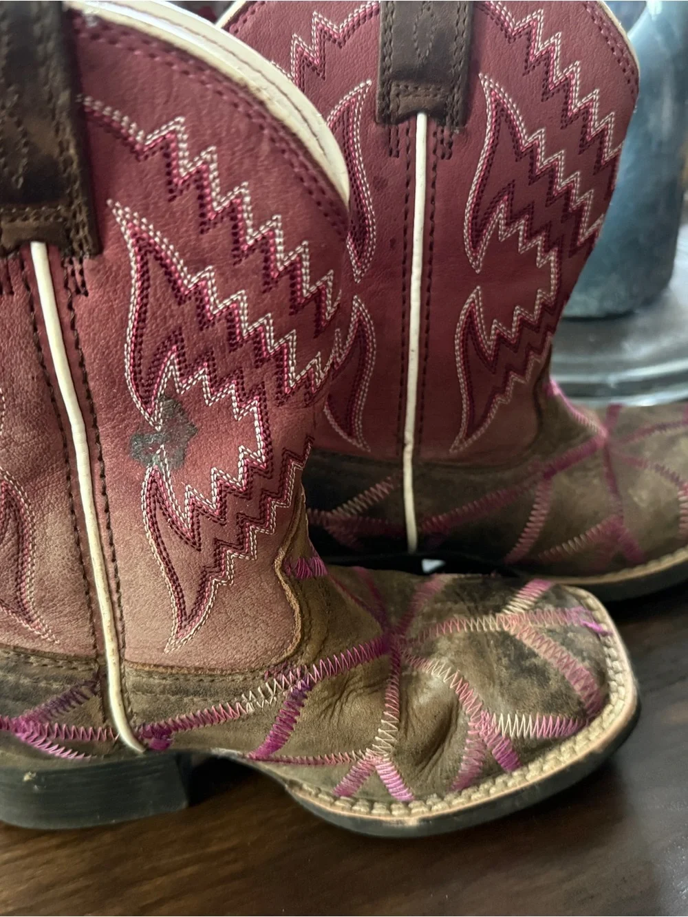 Ariat Pink and Brown Kids Western Boots